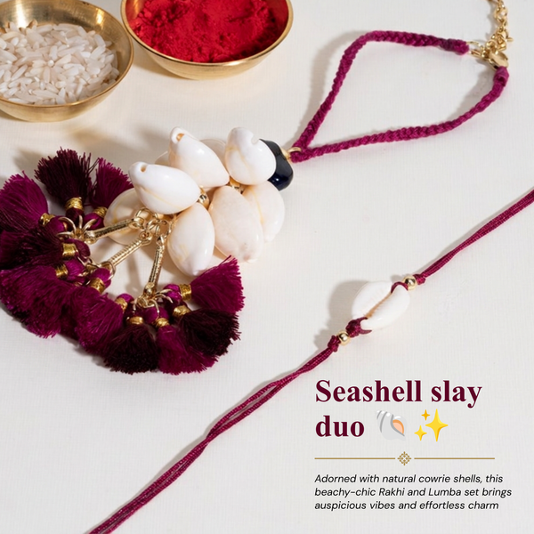 Shell Mangenta Rakhi Bandhan Lumba Rakhi For Bhaiya and Bhabhi