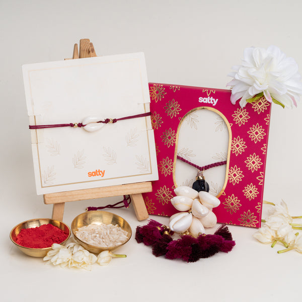Shell Mangenta Rakhi Bandhan Lumba Rakhi For Bhaiya and Bhabhi