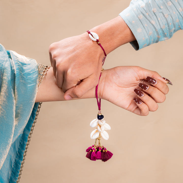 Shell Mangenta Rakhi Bandhan Lumba Rakhi For Bhaiya and Bhabhi