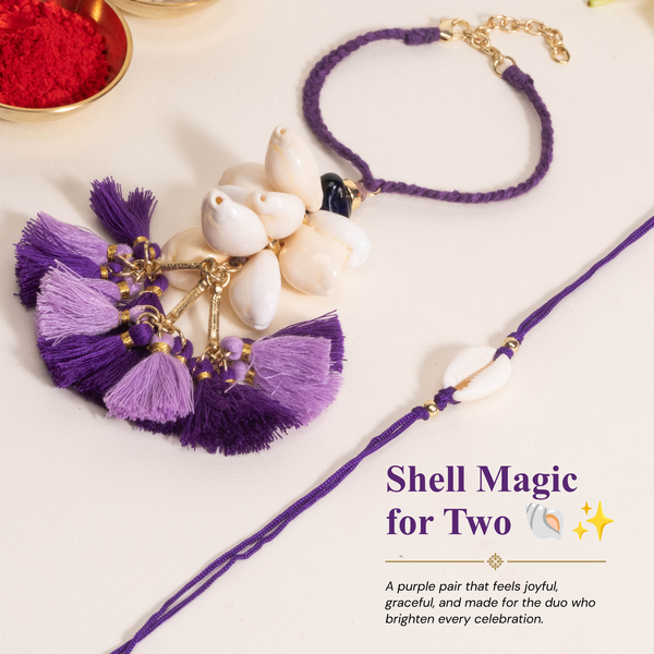 Shell Purple Rakhi Bandhan Lumba Rakhi For Bhaiya and Bhabhi