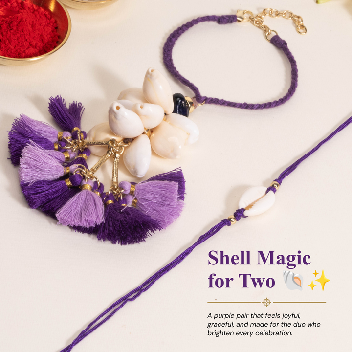 Shell Purple Rakhi Bandhan Lumba Rakhi For Bhaiya and Bhabhi