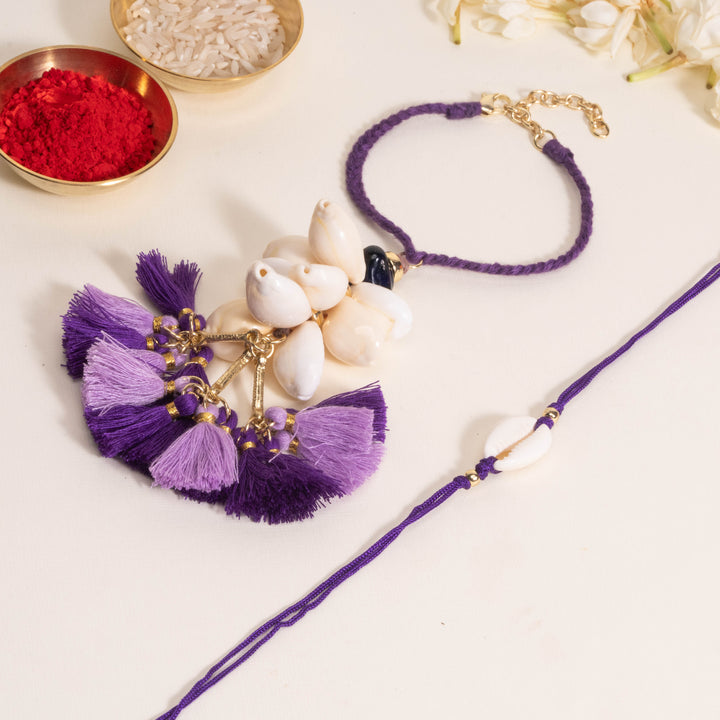 Shell Purple Rakhi Bandhan Lumba Rakhi For Bhaiya and Bhabhi