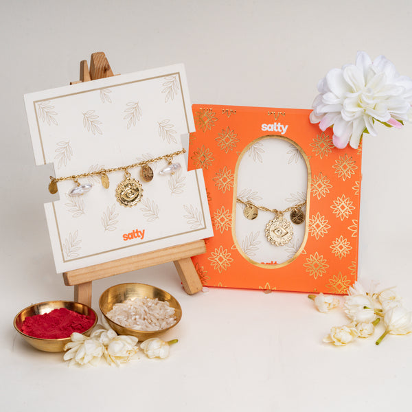 Pearl And Coin Shagun Bandhan Rakhi For Bhabhi