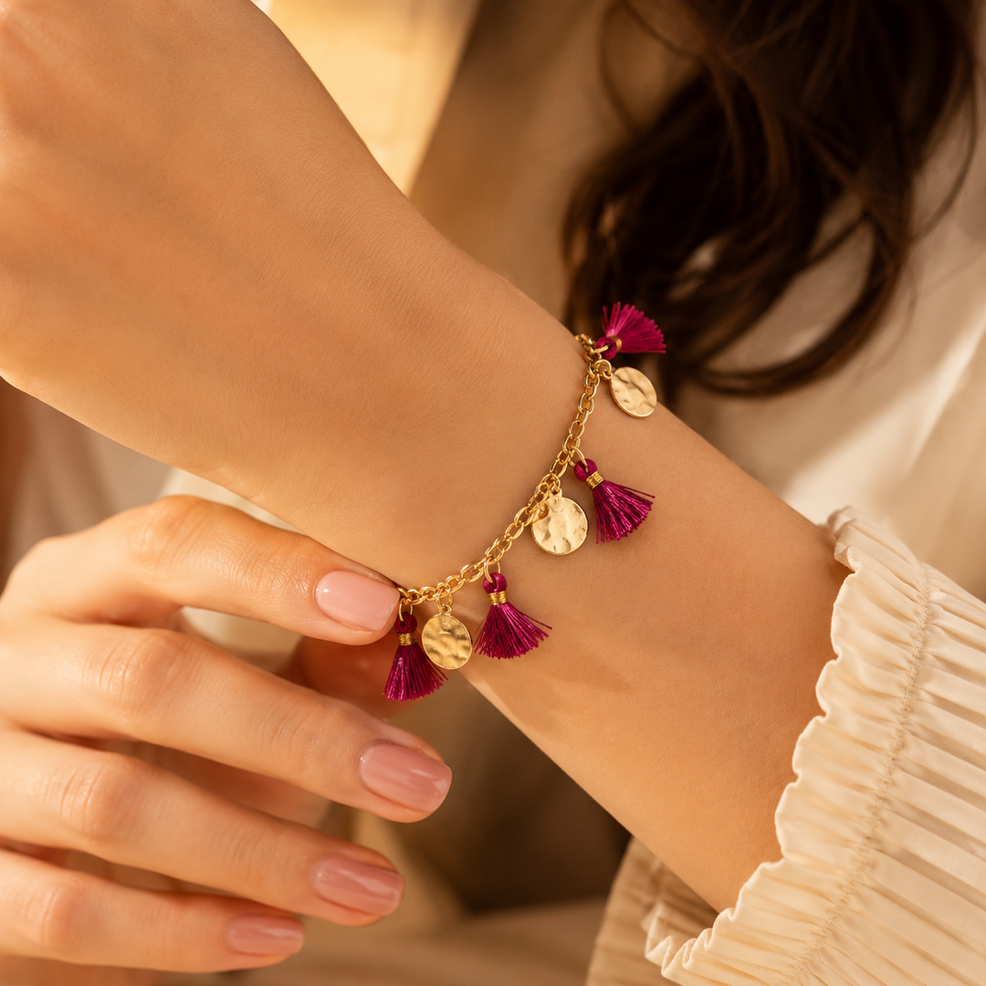 Berry Tassel Charm Bracelet