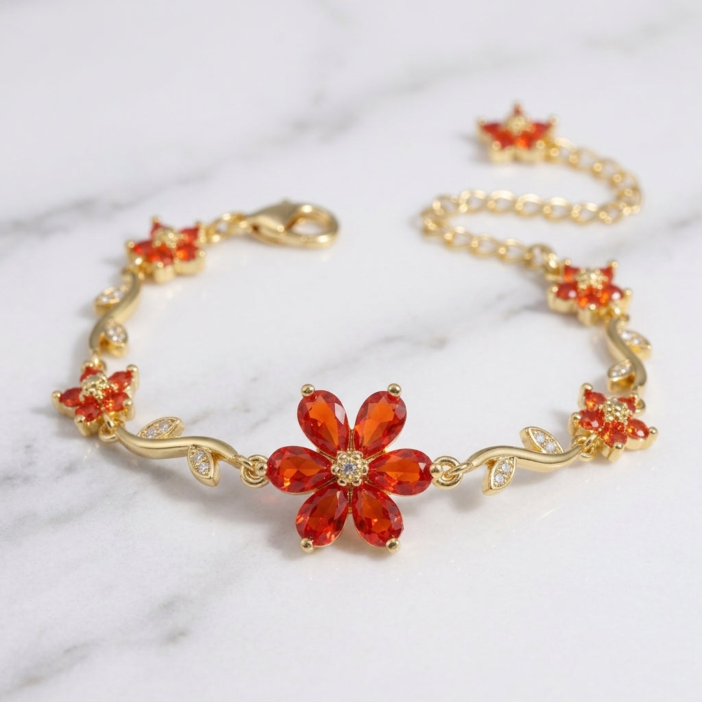 Sunset Bloom Bracelet - Red