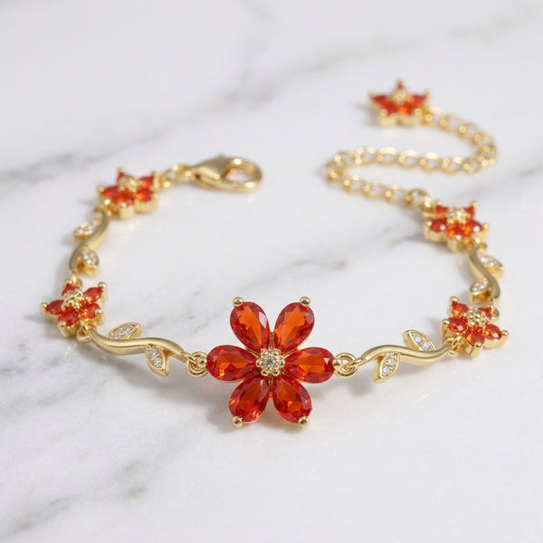 Sunset Bloom Bracelet - Red