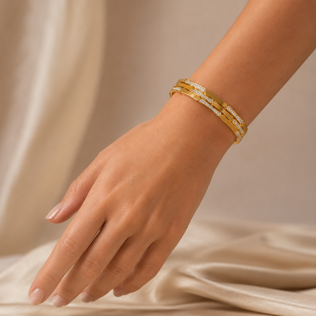 Gilded Gridlock Cuff - Gold