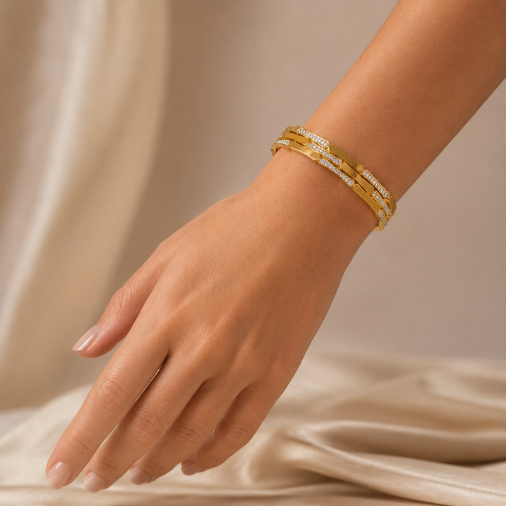 Gilded Gridlock Cuff - Gold