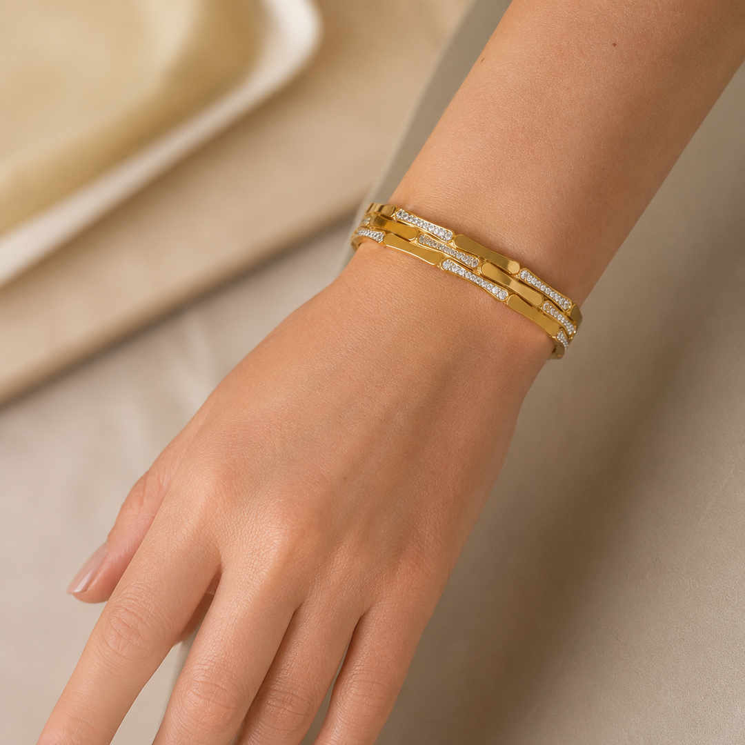 Gilded Gridlock Cuff - Gold