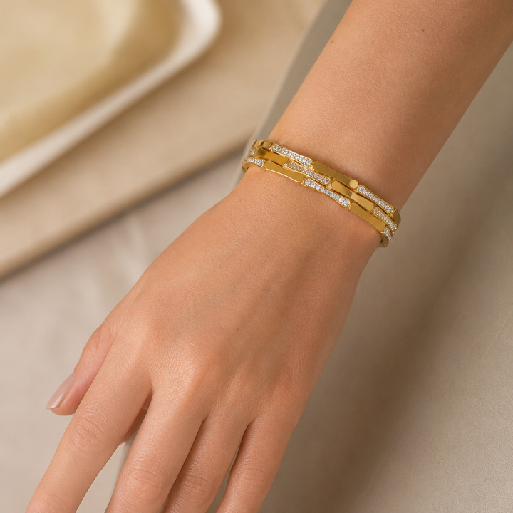 Gilded Gridlock Cuff - Gold