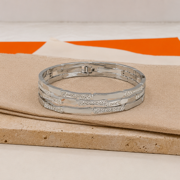 Gilded Gridlock Cuff - Silver
