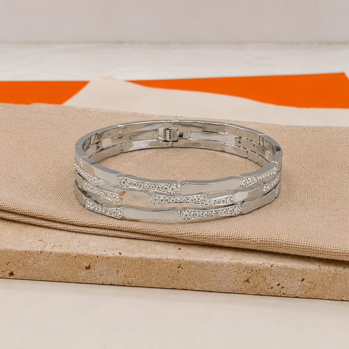 Gilded Gridlock Cuff - Silver