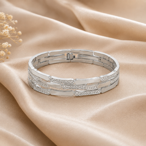 Gilded Gridlock Cuff - Silver