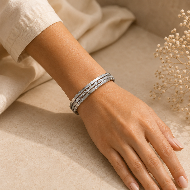 Gilded Gridlock Cuff - Silver