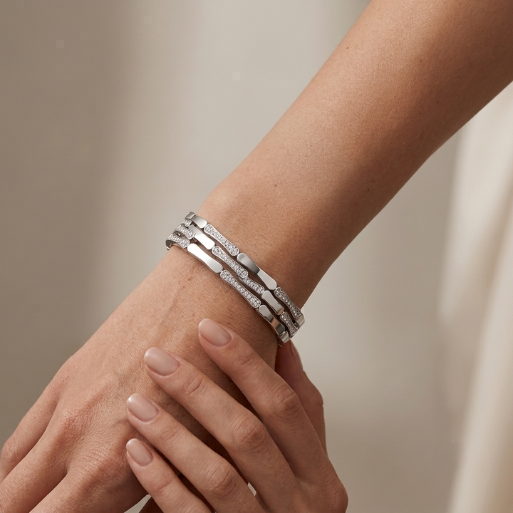 Gilded Gridlock Cuff - Silver