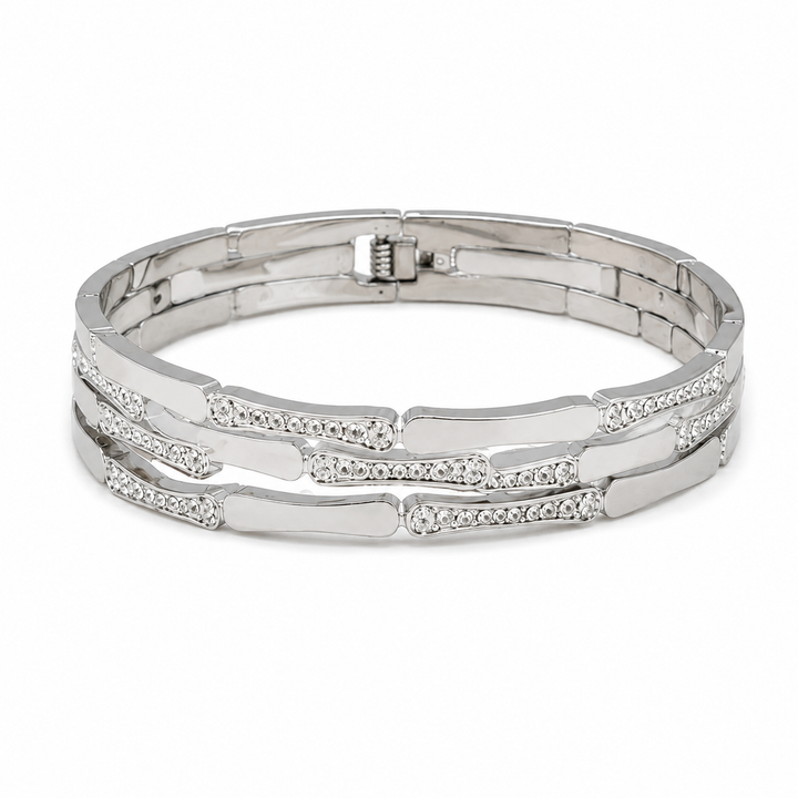 Gilded Gridlock Cuff - Silver