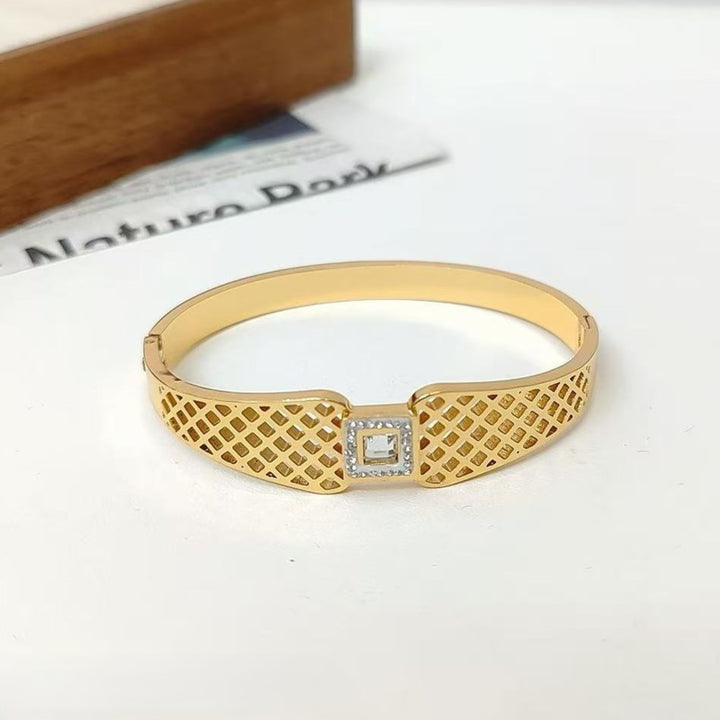 Gilded Lattice Cuff Bracelet