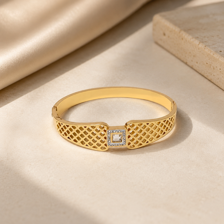 Gilded Lattice Cuff Bracelet
