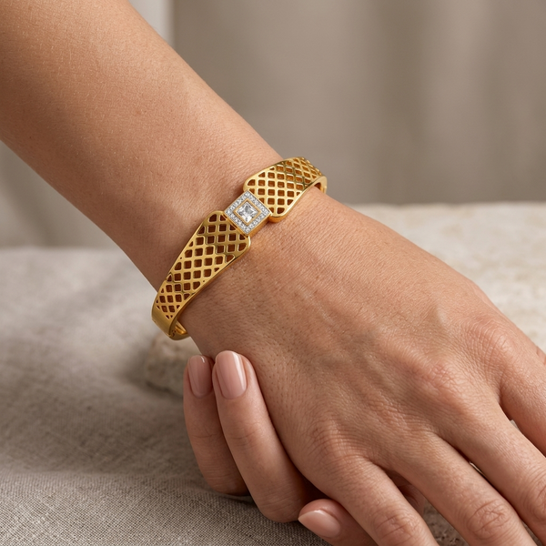 Gilded Lattice Cuff Bracelet