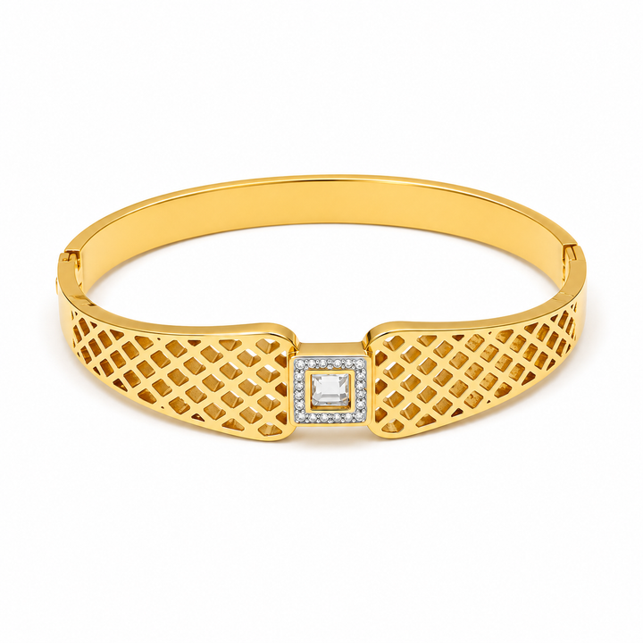 Gilded Lattice Cuff Bracelet