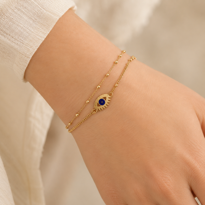 Evil Eye Aura Layered Bracelet