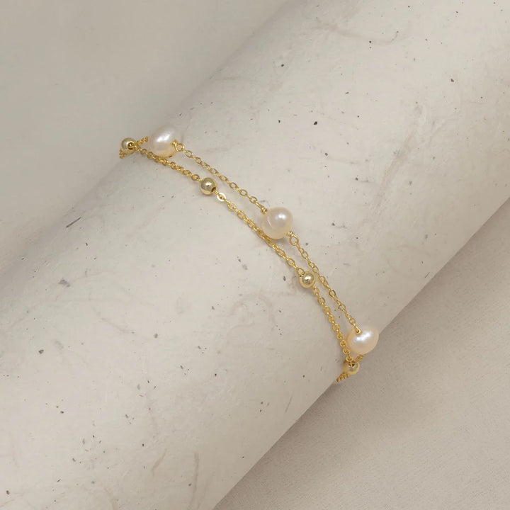 Pearl Drift Layered Bracelet - Gold