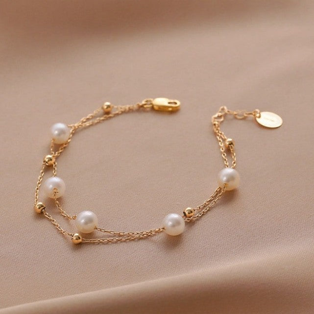 Pearl Drift Layered Bracelet - Gold