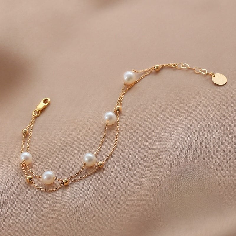 Pearl Drift Layered Bracelet - Gold