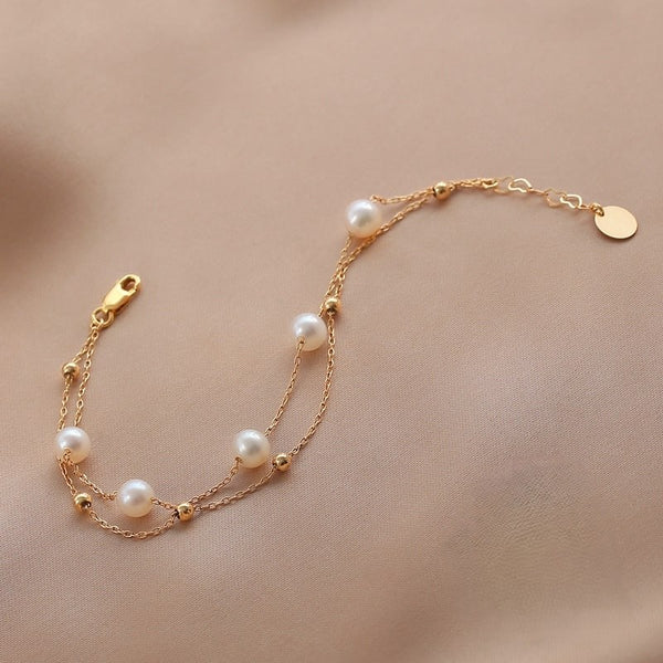 Pearl Drift Layered Bracelet - Gold