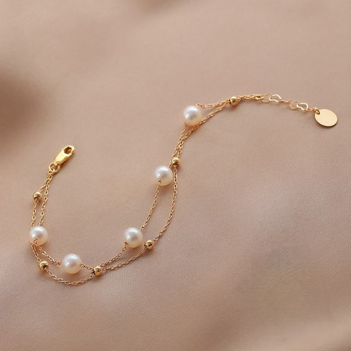 Pearl Drift Layered Bracelet - Gold