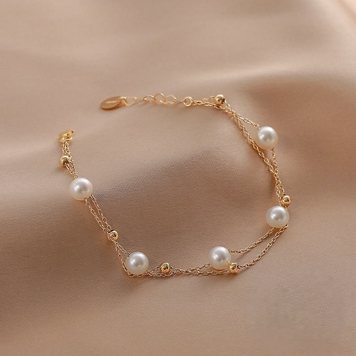 Pearl Drift Layered Bracelet - Gold