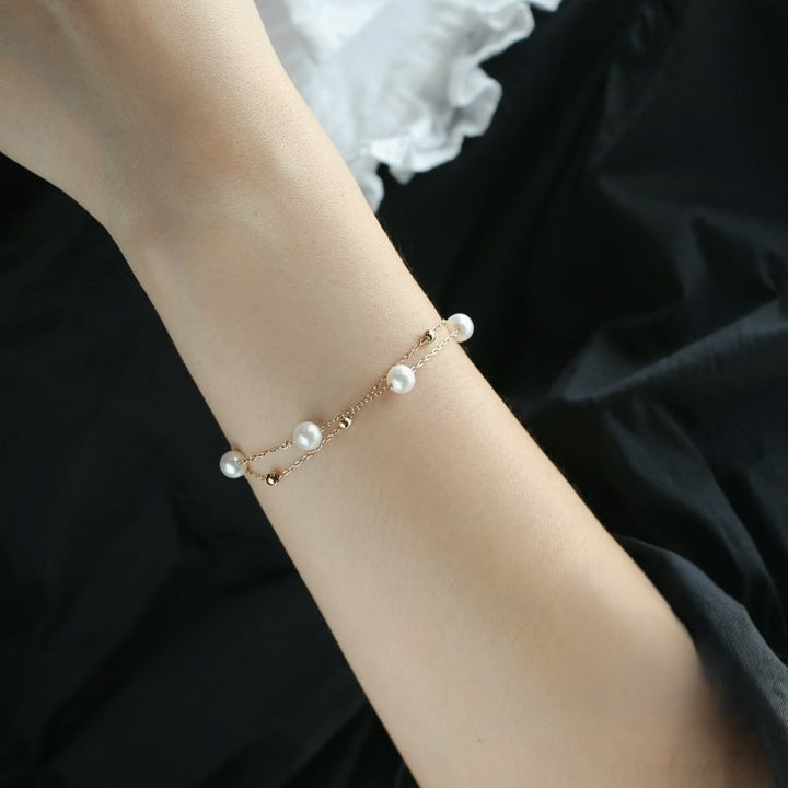 Pearl Drift Layered Bracelet - Gold