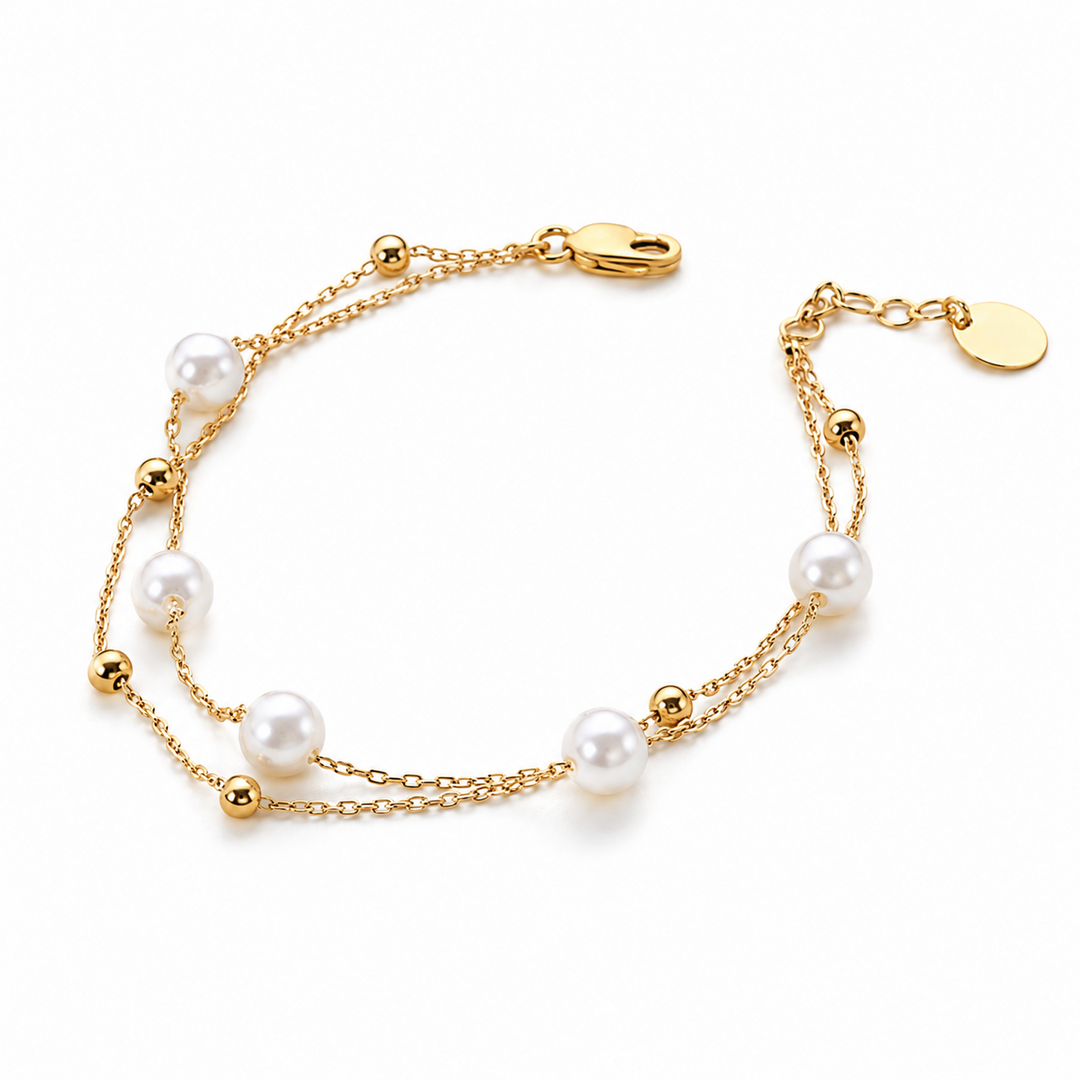 Pearl Drift Layered Bracelet - Gold