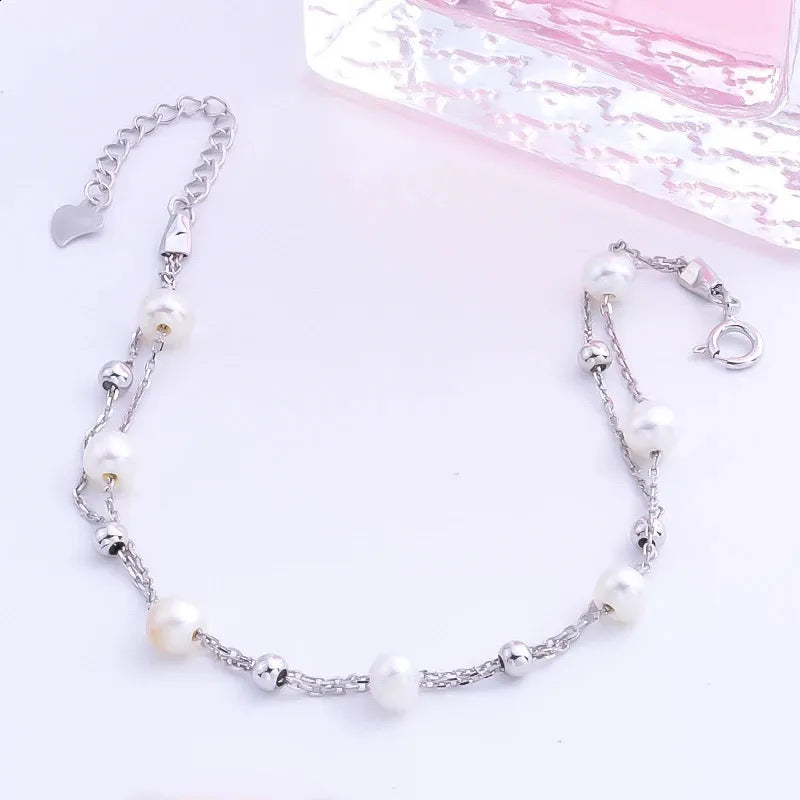 Pearl Drift Layered Bracelet - Silver