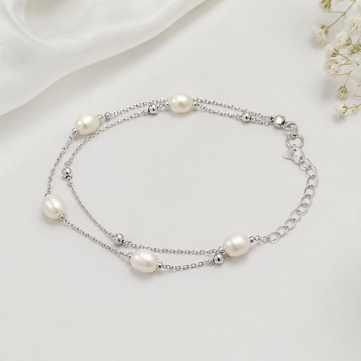 Pearl Drift Layered Bracelet - Silver
