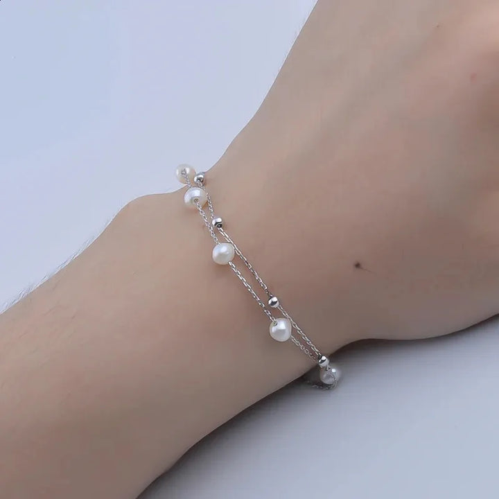 Pearl Drift Layered Bracelet - Silver