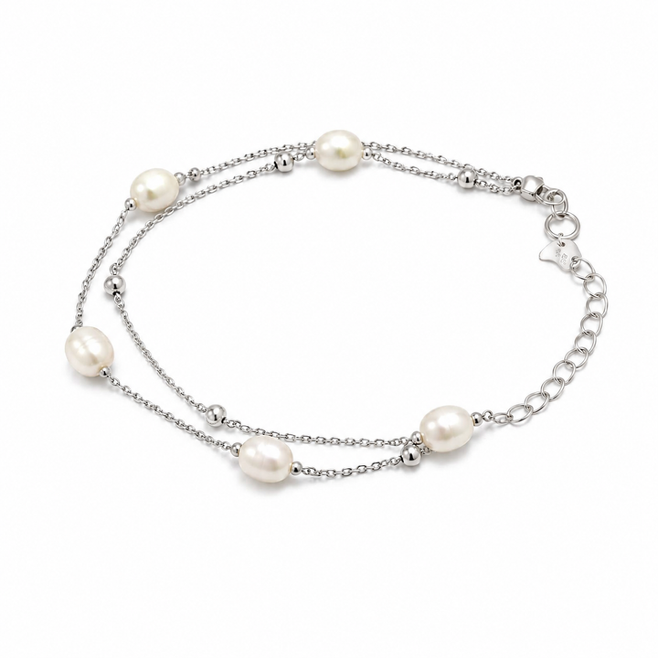 Pearl Drift Layered Bracelet - Silver