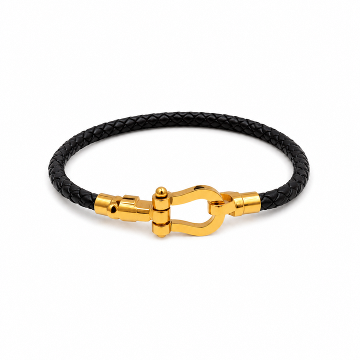 Onyx Shackle Cord Bracelet - Black