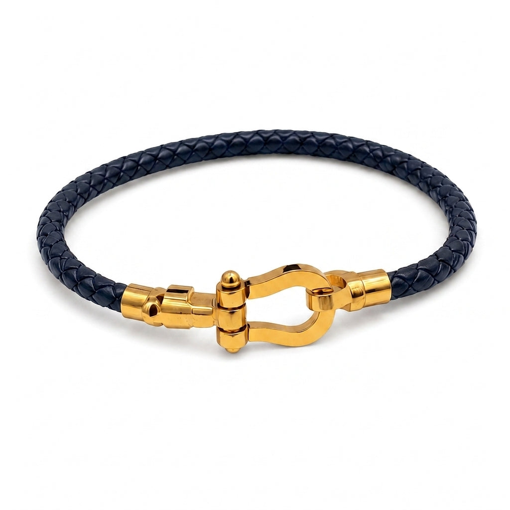 Onyx Shackle Cord Bracelet - Blue