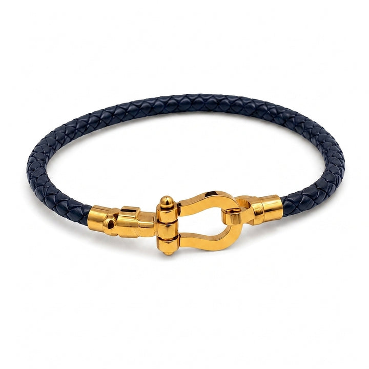 Onyx Shackle Cord Bracelet - Blue