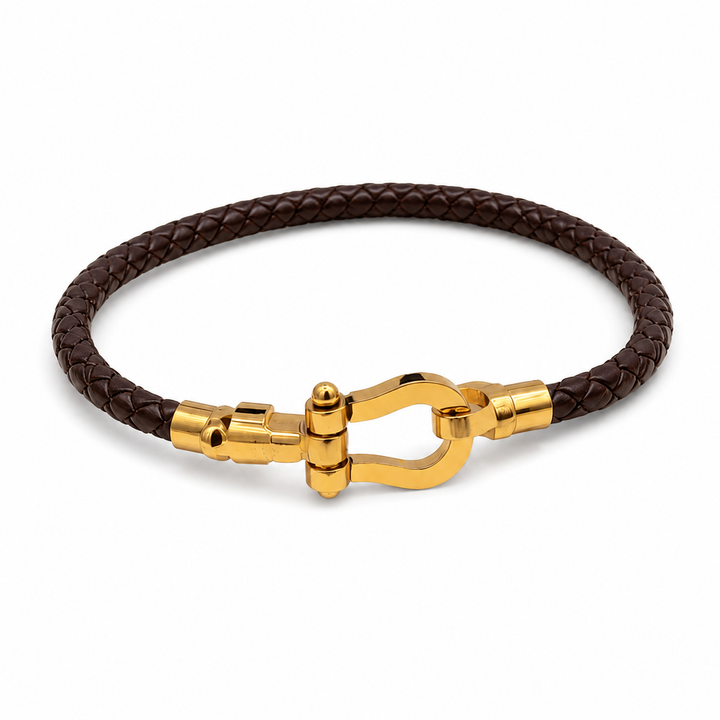 Onyx Shackle Cord Bracelet - Brown
