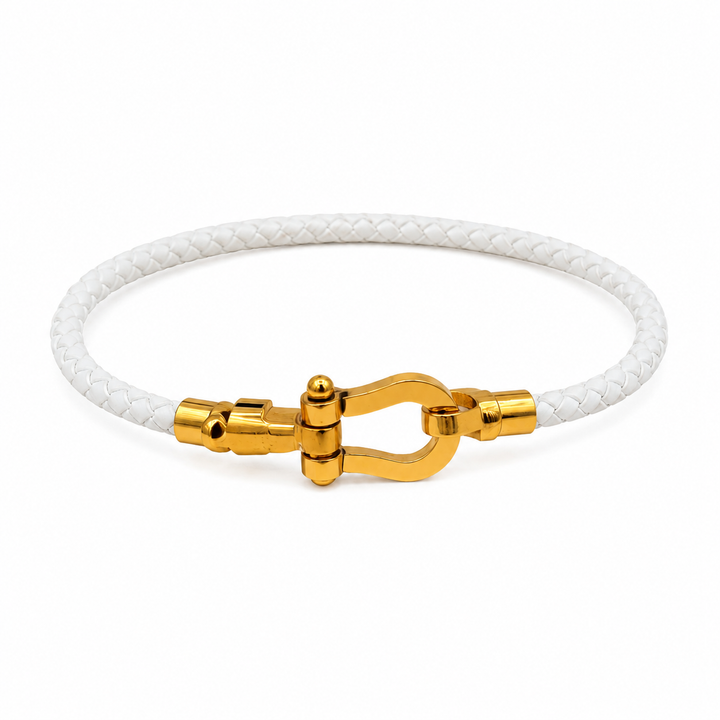 Onyx Shackle Cord Bracelet - White