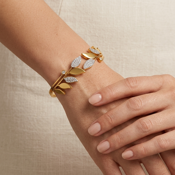 Elara Leaf Spark Cuff Bracelet