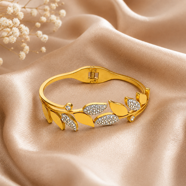 Elara Leaf Spark Cuff Bracelet