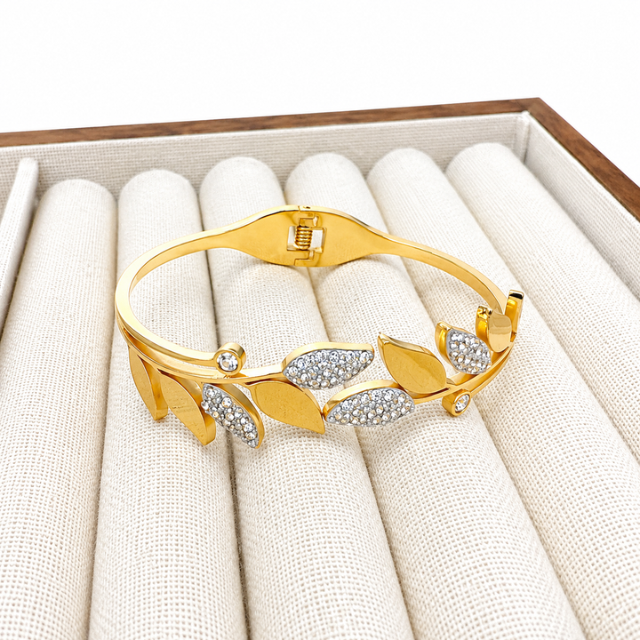 Elara Leaf Spark Cuff Bracelet