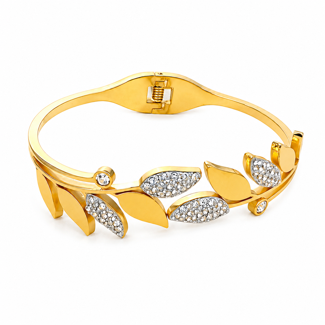 Elara Leaf Spark Cuff Bracelet