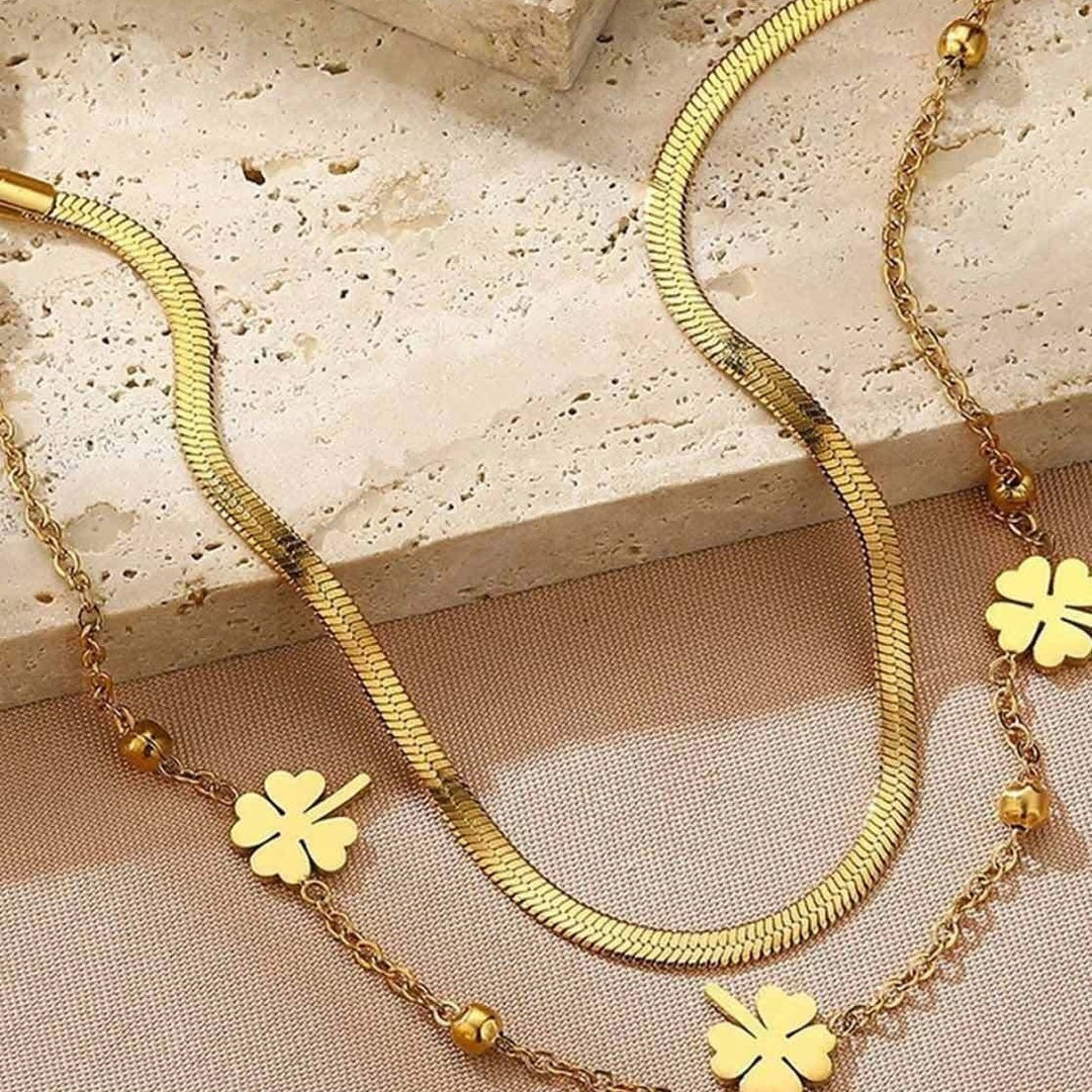 Lucky Clover Layered Anklet