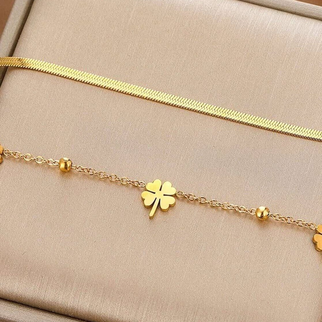 Lucky Clover Layered Anklet