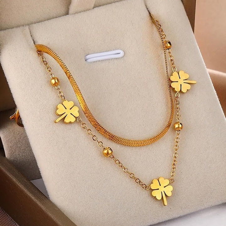 Lucky Clover Layered Anklet