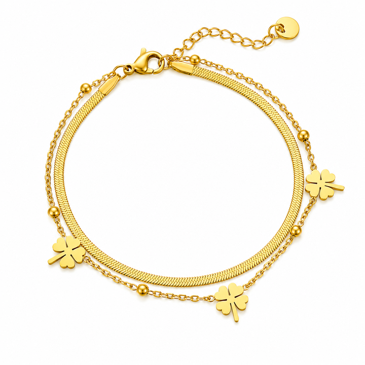 Lucky Clover Layered Anklet
